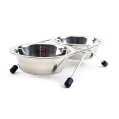 Anti-Slip Dog Bowl Stainless Steel Pet Feeder Food Water Dual Bowls Non-Slip Feet Durable Frame Pet Supplies Dog Food