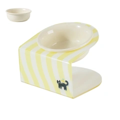 Ceramic Elevated Cat Food and Water Bowls with Stand, Anti-Slip Raised Pet Feeder for Cats and Small Dogs