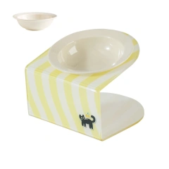 Ceramic Elevated Cat Food and Water Bowls with Stand, Anti-Slip Raised Pet Feeder for Cats and Small Dogs