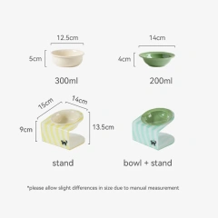 Ceramic Elevated Cat Food and Water Bowls with Stand, Anti-Slip Raised Pet Feeder for Cats and Small Dogs
