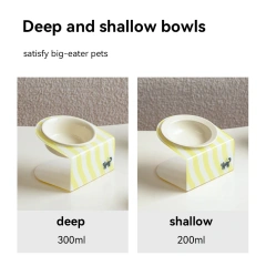 Ceramic Elevated Cat Food and Water Bowls with Stand, Anti-Slip Raised Pet Feeder for Cats and Small Dogs