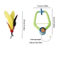 【E】Interactive Hanging Cat Toy for Door, Self-Play Teaser with Swinging Feathers & Replaceable Prey Attachments
