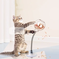 1pc Spring Cat Food Leakage Ball, Swing Self Entertainment Cat Treat Dispensing Ball Pet Puzzle Slow Feeder