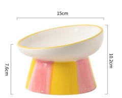 Ceramic Cat Bowl Handmade Flat/Slanted Mouth Pet Food Bowl