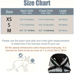 Cat and Dog Leash Set, Vest-Style Pet Harness with Anti-Escape Strap, Suitable for Cats and Dogs, Breathable Mesh Leash, Anti-Escape