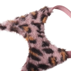 New Arrival Leopard Print Dog Harness & Leash Set - Faux Rabbit Fur Pet Harness Pet Leash with Dual Buckles Safety