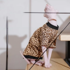 Leopard Print Cats Camisole Soft Skirt Sphynx Cat Sleeveless Cotton Skirt for Sphinx Conis Dress Devon Rex Cats Sphynx Costume