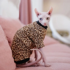 Leopard Print Cats Camisole Soft Skirt Sphynx Cat Sleeveless Cotton Skirt for Sphinx Conis Dress Devon Rex Cats Sphynx Costume