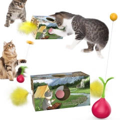 2-in-1 Pet Toys Cat Nonpareil Ball Interactive Teaser Stick DIY Feather Toys Indoor Cat Cave Entertainment Pet Supplies