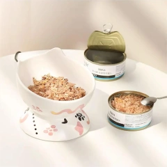 Small Ceramic Pet Heated Feeding Bowl Cute Cat Dog Water & Food Bowl with Elevated Automatic Design Indoor Use with Box Packing