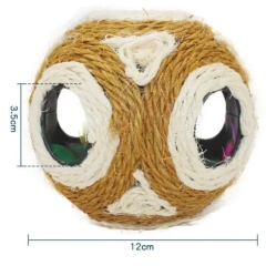 Cat Toys Sisal Ball Interactive Cat Toy Feather Catch Ball Toys for Cats Teeth Chew Proof Pet Toy with Feather Bell Pet Products