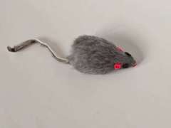 Rabbit fur mouse, fabric-eyed cat toy