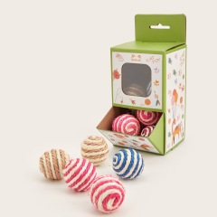 Random Color Cat Pet Sisal Rope Weave Ball Teaser Play Chewing