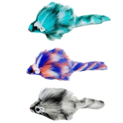 Long Haired Furry Mice Cat Toys Colorful Furry Mouse Cat Toy Small Mouse Kitten Interactive Toy
