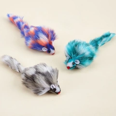 Long Haired Furry Mice Cat Toys Colorful Furry Mouse Cat Toy Small Mouse Kitten Interactive Toy