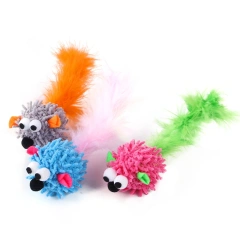 5pcs Long Tail Mouse Cat Toy Plush Kitten Interactive Pet Toy