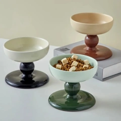 Elevated ceramic pet bowl for cats and dogs, pet drinking bowl, neck-friendly design, anti-tipping base, promote healthy digesti