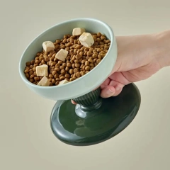 Elevated ceramic pet bowl for cats and dogs, pet drinking bowl, neck-friendly design, anti-tipping base, promote healthy digesti