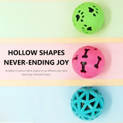 Nunbell Durable Dog Toys TPR Hollow Bone & Paw Chew with Squeaker for Teeth Cleaning and Indoor Use