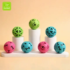 Nunbell Durable Dog Toys TPR Hollow Bone & Paw Chew with Squeaker for Teeth Cleaning and Indoor Use
