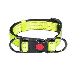 Reflective Padded Dog Collar Durable Strong Double D Ring Safety Nylon Pet Dog Collars Adjustable for Small Medium Large Dogs
