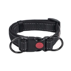 Reflective Padded Dog Collar Durable Strong Double D Ring Safety Nylon Pet Dog Collars Adjustable for Small Medium Large Dogs