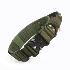 Tactical Dog Collar Heavy Duty Metal Buckle Adjustable Quick Release Nylon Solid Training Collar for Large Dogs Reflective Pet