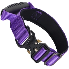 Tactical Dog Collar for Medium Large Dogs, Heavy Duty Dog Collars with Handle, Metal Buckle Dog Training Collar, Thick Military