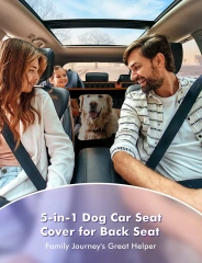 60/40 Split 100% Waterproof Dog Car Hammock Scratchproof Nonslip Back Seat Protector 6-in-1 Back Seat Dog Car Seat Cover