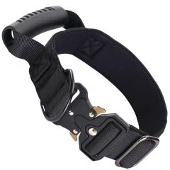Tactical Dog Collar for Medium Large Dogs, Heavy Duty Dog Collars with Handle, Metal Buckle Dog Training Collar, Thick Military