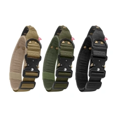 Tactical Dog Collar Heavy Duty Metal Buckle Adjustable Quick Release Nylon Solid Training Collar for Large Dogs Reflective Pet
