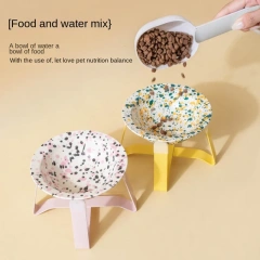 High Shallow Mouth Eco-friendly Ceramic Dog Pet Bowl with Neck Protection Waterproof IPX5 Universal Design BD UFO Shape