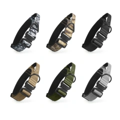 2025 Premium Tactical Dog Training Collar Nylon Adjustable with Control Handle Heavy Duty Metal Buckle D Ring for Large Dogs