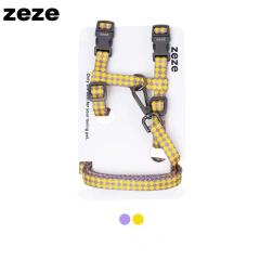 Zeze Checked Pet Leash Cat Leash, Adjustable Cat Harness and Leash Set,Breathable and Durable Pet Harness for Small Medium Catso
