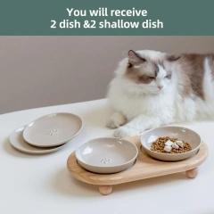 Whisker Friendly Cat Dog Dishes Modern Bowl with Wide Stand Adjustable Anti-Fatigue Feature