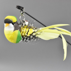 Cat Toys Simulated Bird Feather Cat Teasing Stick Sucker Steel Wire Long Rod Plush Catnip Cat Toy
