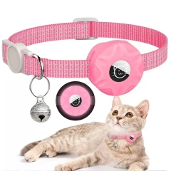 Anti-Lost Pet Cat Collar with Airtag Holder,for Apple Air Tag Positioning Kitten Collar with Reflective Cat Necklace Accessories