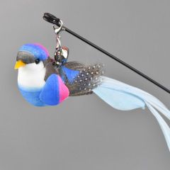 Cat Toys Simulated Bird Feather Cat Teasing Stick Sucker Steel Wire Long Rod Plush Catnip Cat Toy