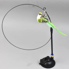 Cat Toys Simulated Bird Feather Cat Teasing Stick Sucker Steel Wire Long Rod Plush Catnip Cat Toy