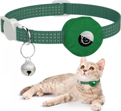 Anti-Lost Pet Cat Collar with Airtag Holder,for Apple Air Tag Positioning Kitten Collar with Reflective Cat Necklace Accessories