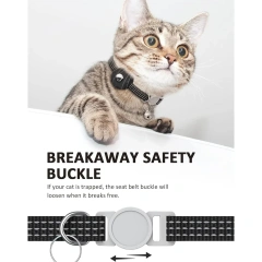 Anti-Lost Pet Cat Collar with Airtag Holder,for Apple Air Tag Positioning Kitten Collar with Reflective Cat Necklace Accessories