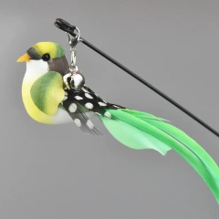 Cat Toys Simulated Bird Feather Cat Teasing Stick Sucker Steel Wire Long Rod Plush Catnip Cat Toy