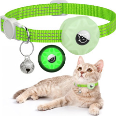Anti-Lost Pet Cat Collar with Airtag Holder,for Apple Air Tag Positioning Kitten Collar with Reflective