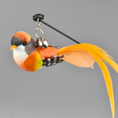 Cat Toys Simulated Bird Feather Cat Teasing Stick Sucker Steel Wire Long Rod Plush Catnip Cat Toy