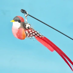Cat Toys Simulated Bird Feather Cat Teasing Stick Sucker Steel Wire Long Rod Plush Catnip Cat Toy