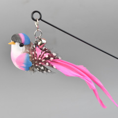 Cat Toys Simulated Bird Feather Cat Teasing Stick Sucker Steel Wire Long Rod Plush Catnip Cat Toy