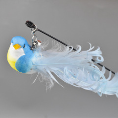 Cat Toys Simulated Bird Feather Cat Teasing Stick Sucker Steel Wire Long Rod Plush Catnip Cat Toy