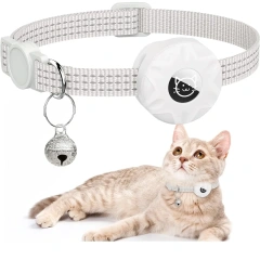 Anti-Lost Pet Cat Collar with Airtag Holder,for Apple Air Tag Positioning Kitten Collar with Reflective Cat Necklace Accessories