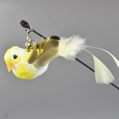 Cat Toys Simulated Bird Feather Cat Teasing Stick Sucker Steel Wire Long Rod Plush Catnip Cat Toy