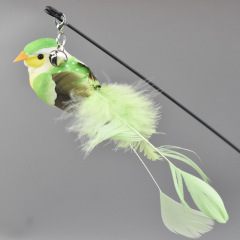 Cat Toys Simulated Bird Feather Cat Teasing Stick Sucker Steel Wire Long Rod Plush Catnip Cat Toy